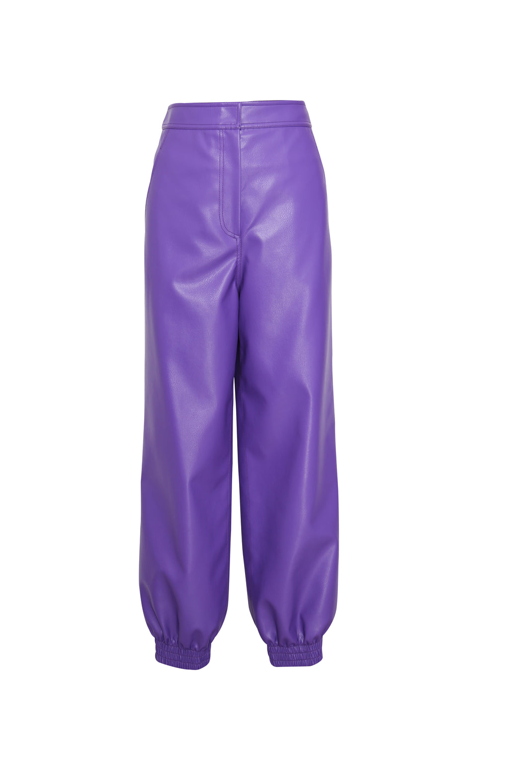 Cuffed faux leather track pants