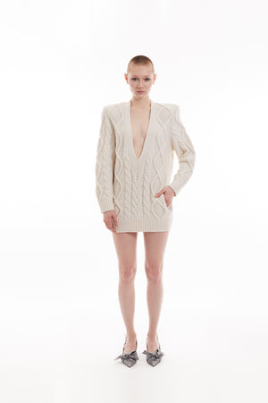 Merino wool low-V dress sweater