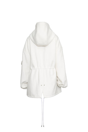 Layered quilted down and  hooded  oversized parka