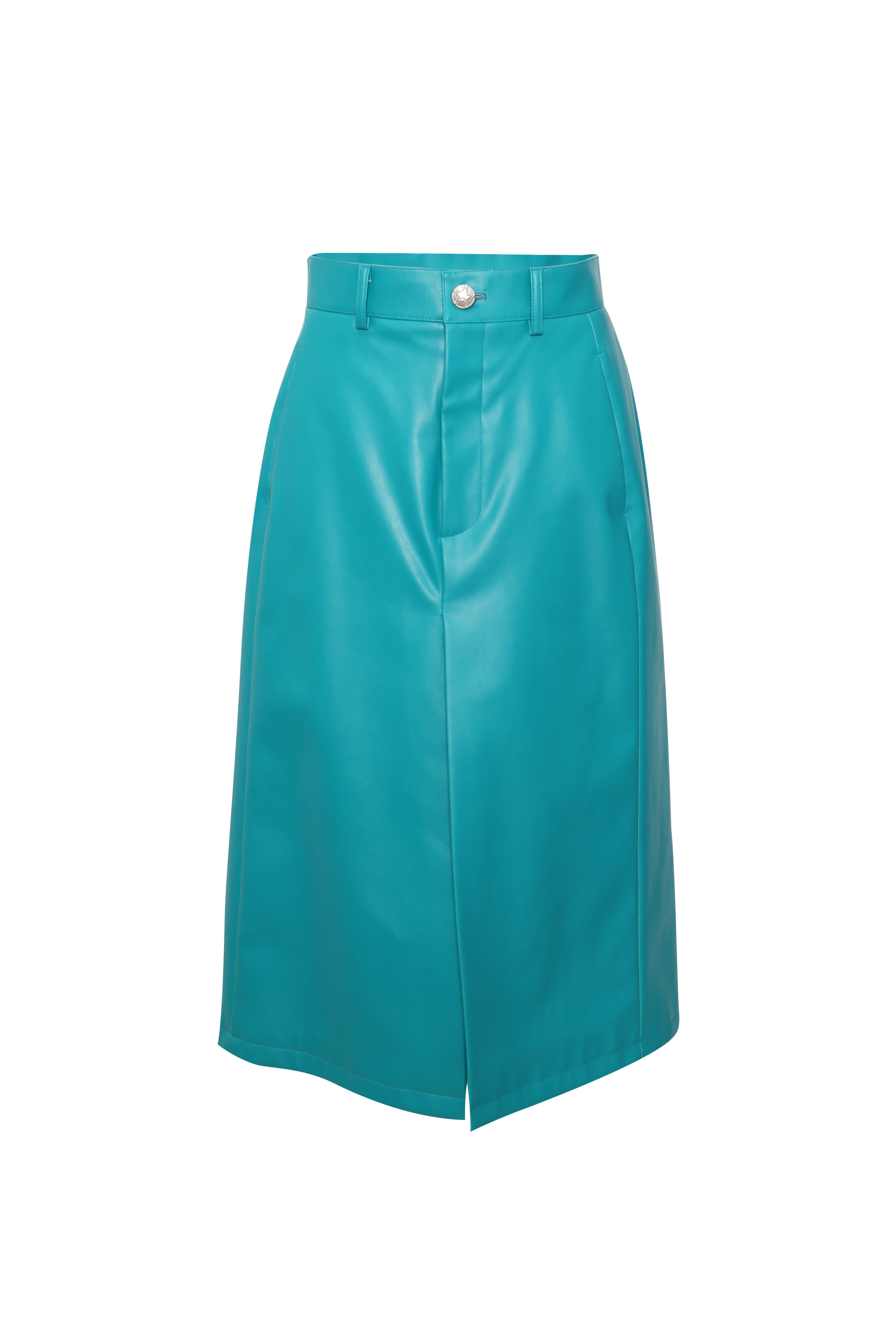 Faux Leather front slit skirt