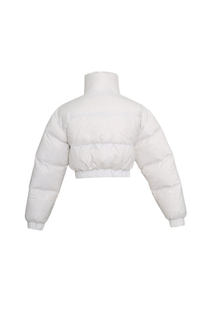 Cropped quilted shell down jacket