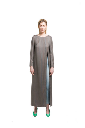 Oversized Wool High Slit Tunic Dress