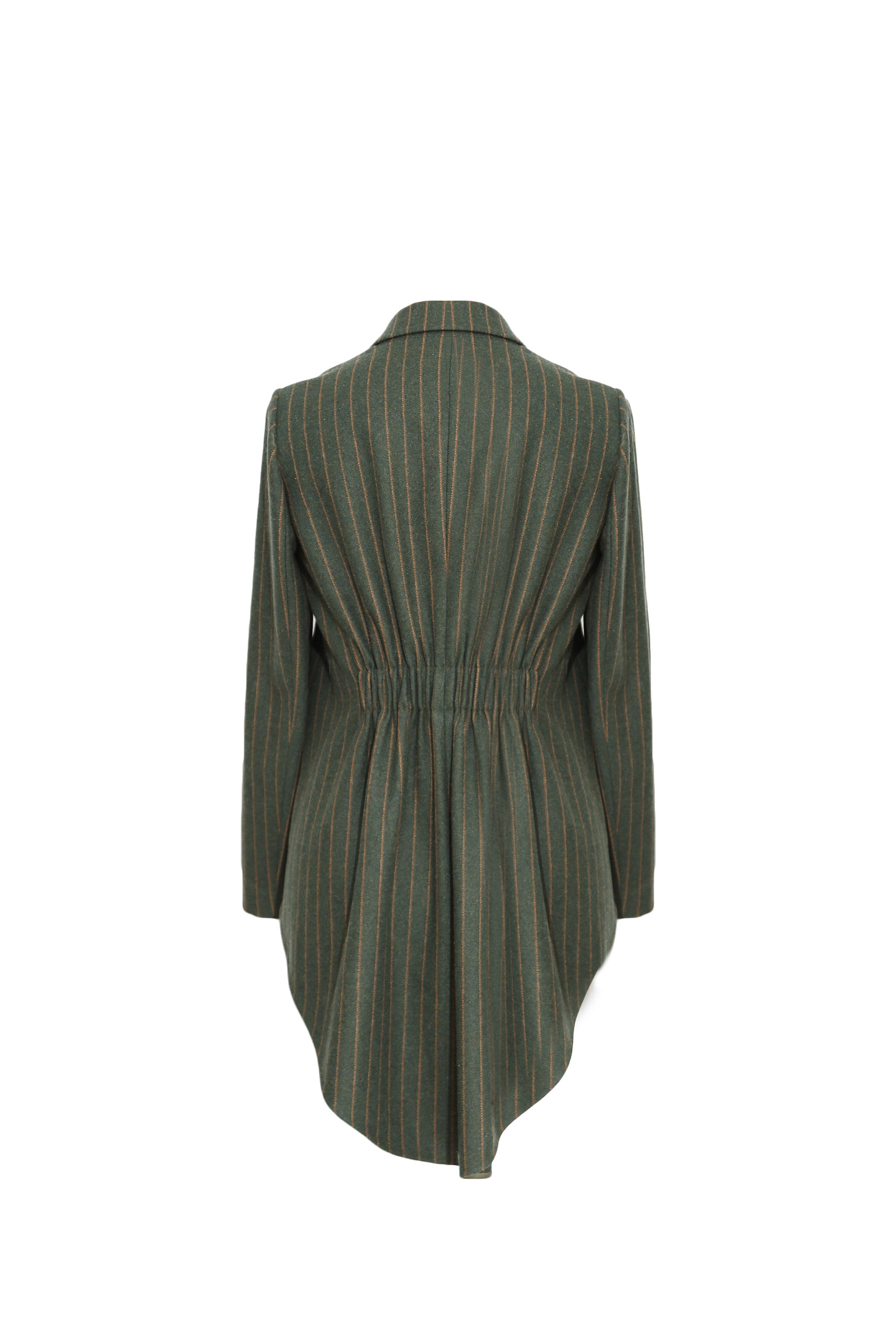 Asymmetric striped  wool coat