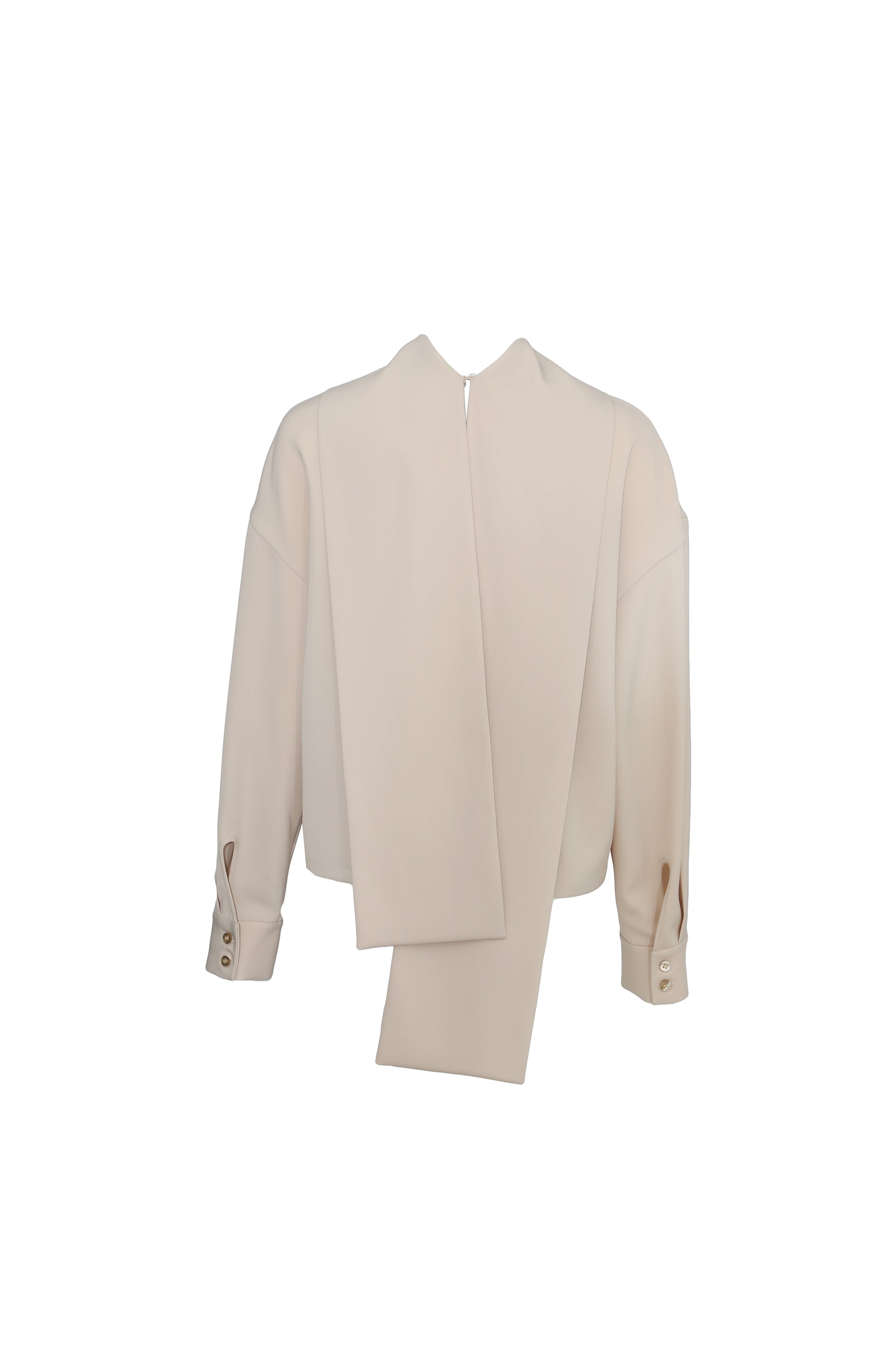 Scarf-detail pleated crepe blouse