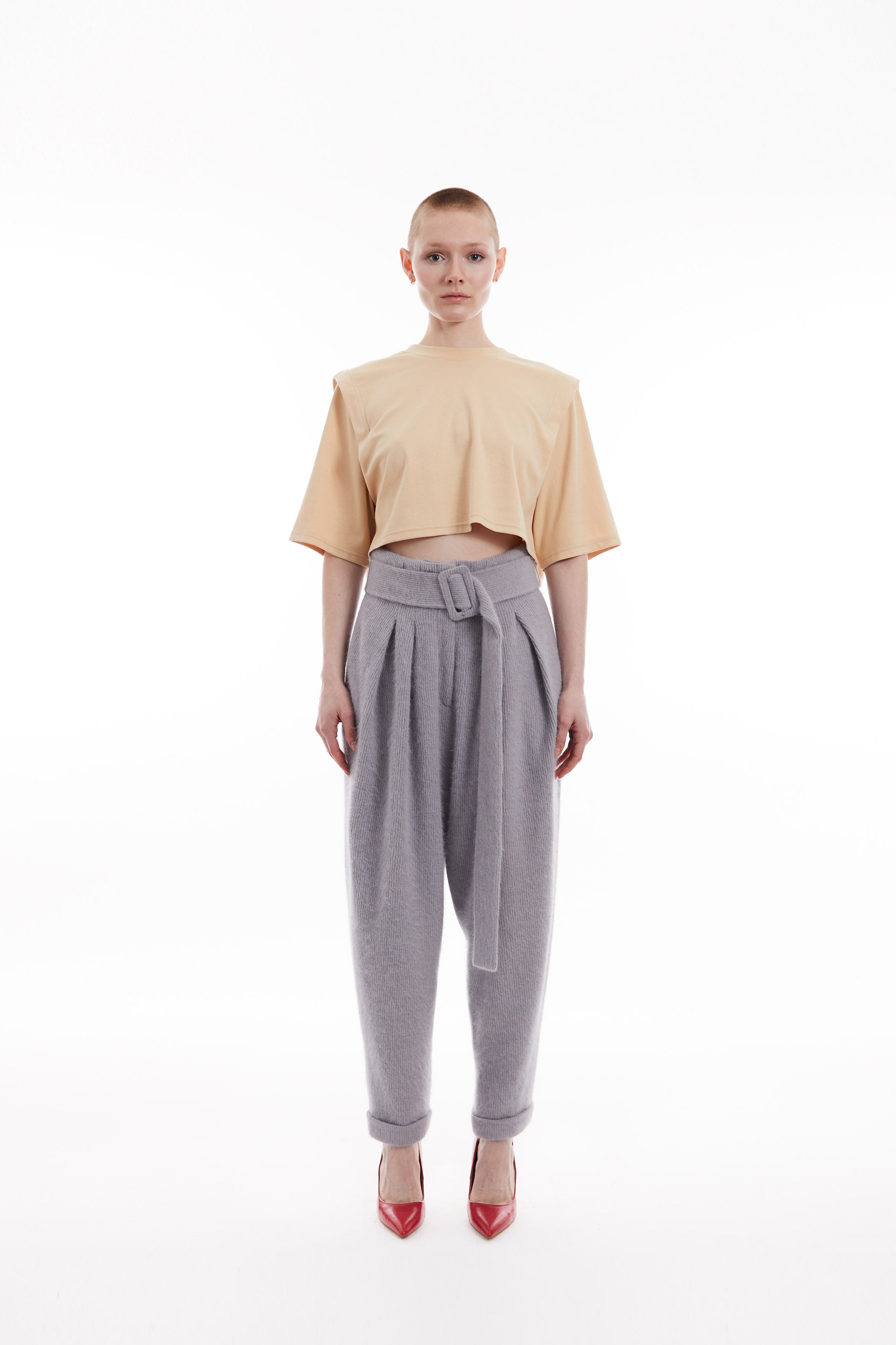Cashmere-blend tapered pants